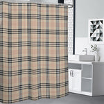 Beige Tartan Pattern Print Premium Shower Curtain