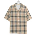 Beige Tartan Pattern Print Rayon Hawaiian Shirt