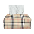 Beige Tartan Pattern Print Rectangle Tissue Box Cover