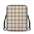 Beige Tartan Pattern Print Rectangular Crossbody Bag