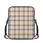 Beige Tartan Pattern Print Rectangular Crossbody Bag