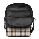 Beige Tartan Pattern Print Rectangular Crossbody Bag