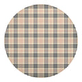 Beige Tartan Pattern Print Round Blanket