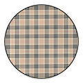 Beige Tartan Pattern Print Round Floor Mat