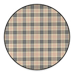 Beige Tartan Pattern Print Round Floor Mat