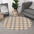 Beige Tartan Pattern Print Round Rug