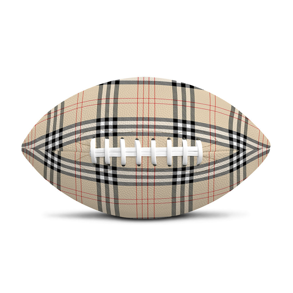 Beige Tartan Pattern Print Rugby Ball