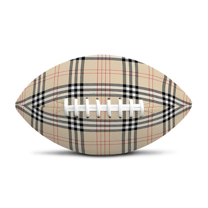 Beige Tartan Pattern Print Rugby Ball
