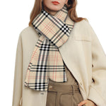 Beige Tartan Pattern Print Scarf