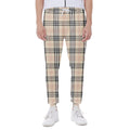 Beige Tartan Pattern Print Joggers