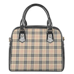 Beige Tartan Pattern Print Shoulder Handbag