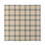 Beige Tartan Pattern Print Silk Bandana