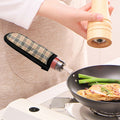 Beige Tartan Pattern Print Skillet Handle Cover