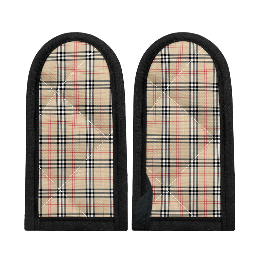 Beige Tartan Pattern Print Skillet Handle Cover