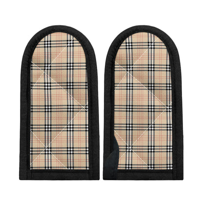 Beige Tartan Pattern Print Skillet Handle Cover