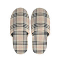 Beige Tartan Pattern Print Slippers