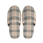 Beige Tartan Pattern Print Slippers