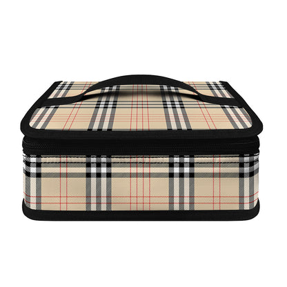 Beige Tartan Pattern Print Small Lunch Bag