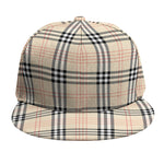 Beige Tartan Pattern Print Snapback Cap