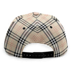 Beige Tartan Pattern Print Snapback Cap