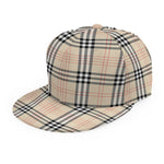 Beige Tartan Pattern Print Snapback Cap