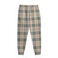 Beige Tartan Pattern Print Sweatpants