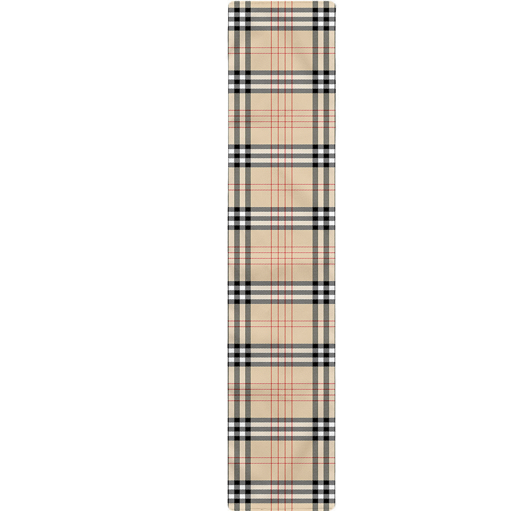 Beige Tartan Pattern Print Table Runner