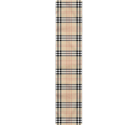 Beige Tartan Pattern Print Table Runner
