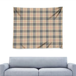 Beige Tartan Pattern Print Tapestry