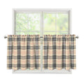 Beige Tartan Pattern Print Tier Curtains