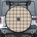 Beige Tartan Pattern Print Tire Cover With Camera Hole