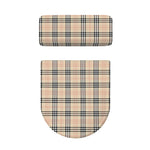 Beige Tartan Pattern Print Toilet Lid And Tank Cover Set