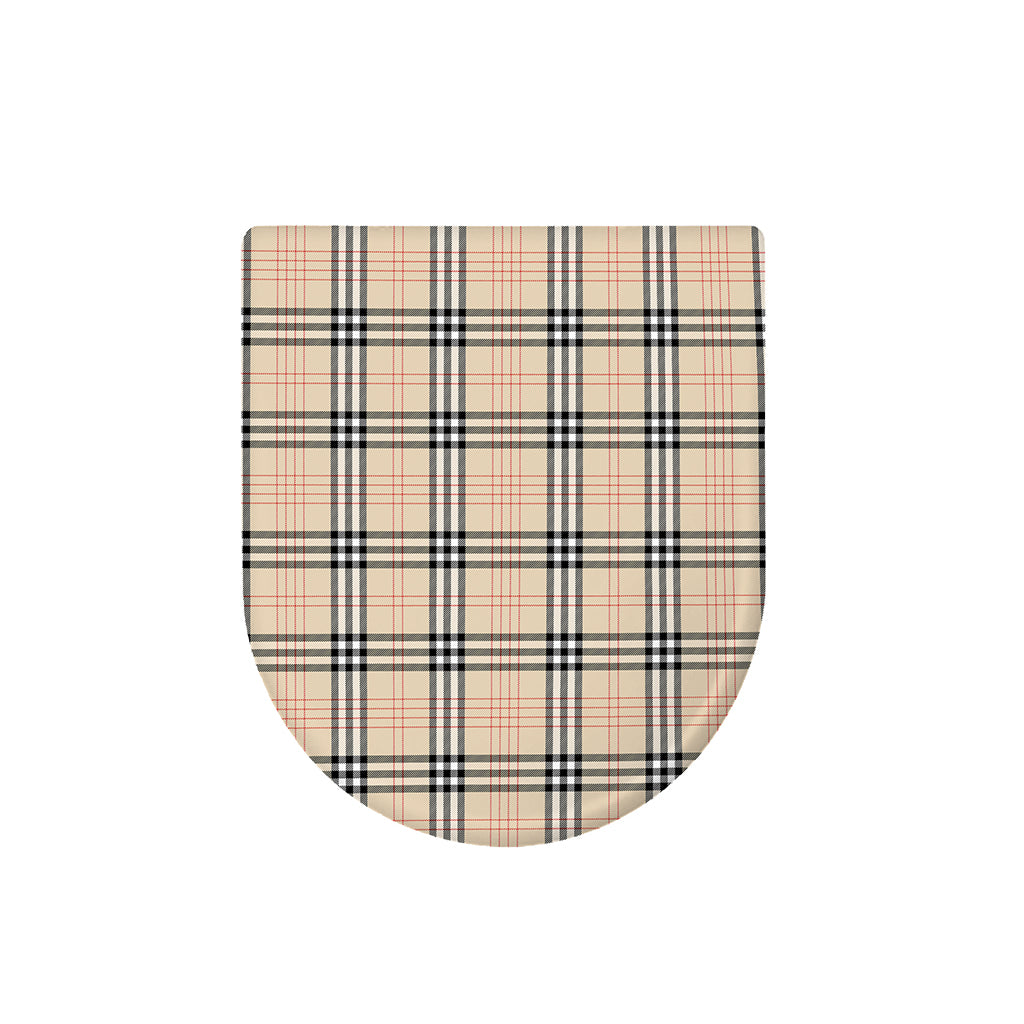 Beige Tartan Pattern Print Toilet Lid Cover