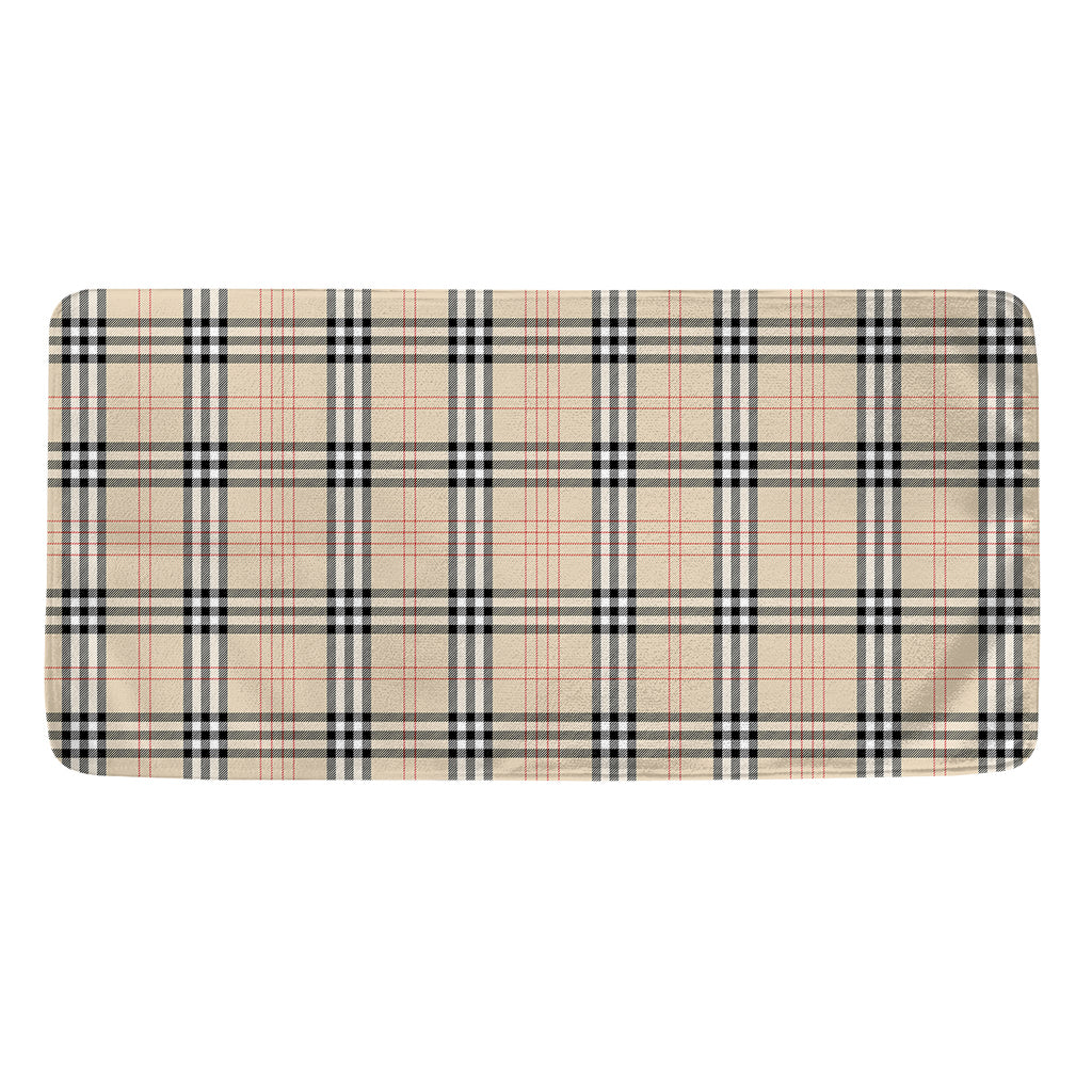 Beige Tartan Pattern Print Towel