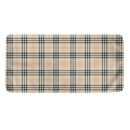 Beige Tartan Pattern Print Towel