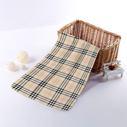 Beige Tartan Pattern Print Towel