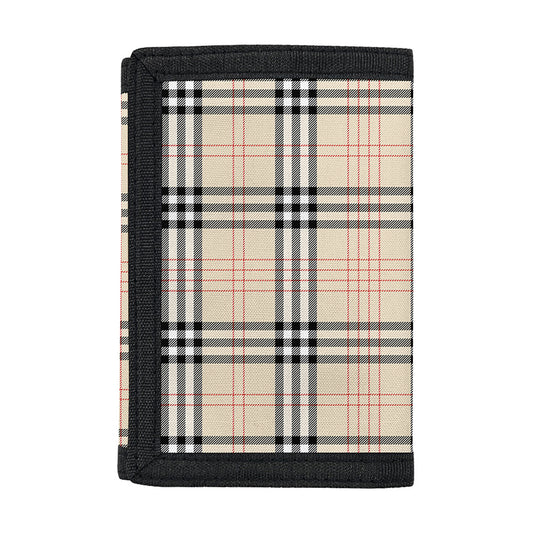 Beige Tartan Pattern Print Trifold Wallet