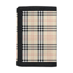 Beige Tartan Pattern Print Trifold Wallet