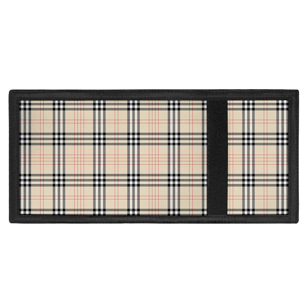 Beige Tartan Pattern Print Trifold Wallet