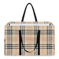 Beige Tartan Pattern Print Utility Tote Bag