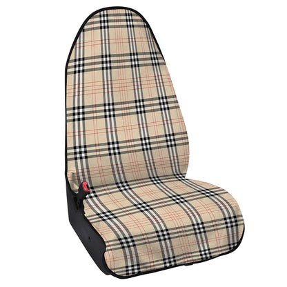 Beige Tartan Pattern Print Waterproof Car Seat Cover