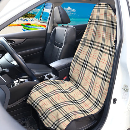 Beige Tartan Pattern Print Waterproof Car Seat Cover