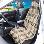 Beige Tartan Pattern Print Waterproof Car Seat Cover