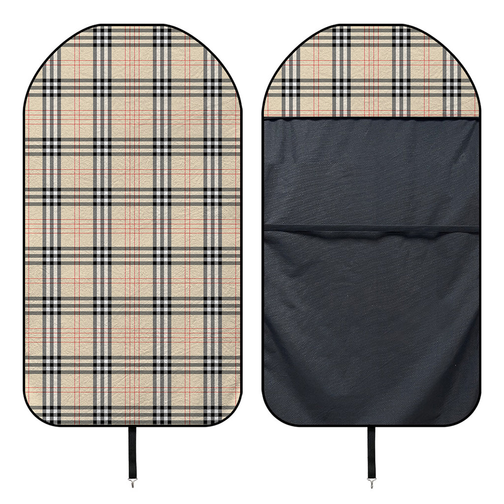 Beige Tartan Pattern Print Waterproof Car Seat Cover