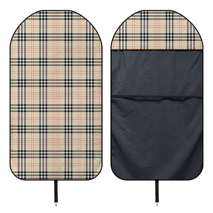 Beige Tartan Pattern Print Waterproof Car Seat Cover