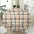 Beige Tartan Pattern Print Waterproof Round Tablecloth