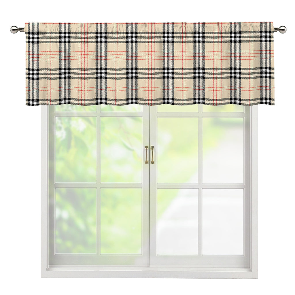 Beige Tartan Pattern Print Window Valance