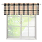 Beige Tartan Pattern Print Window Valance