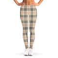 Beige Tartan Pattern Print Women's Leggings