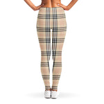 Beige Tartan Pattern Print Women's Leggings